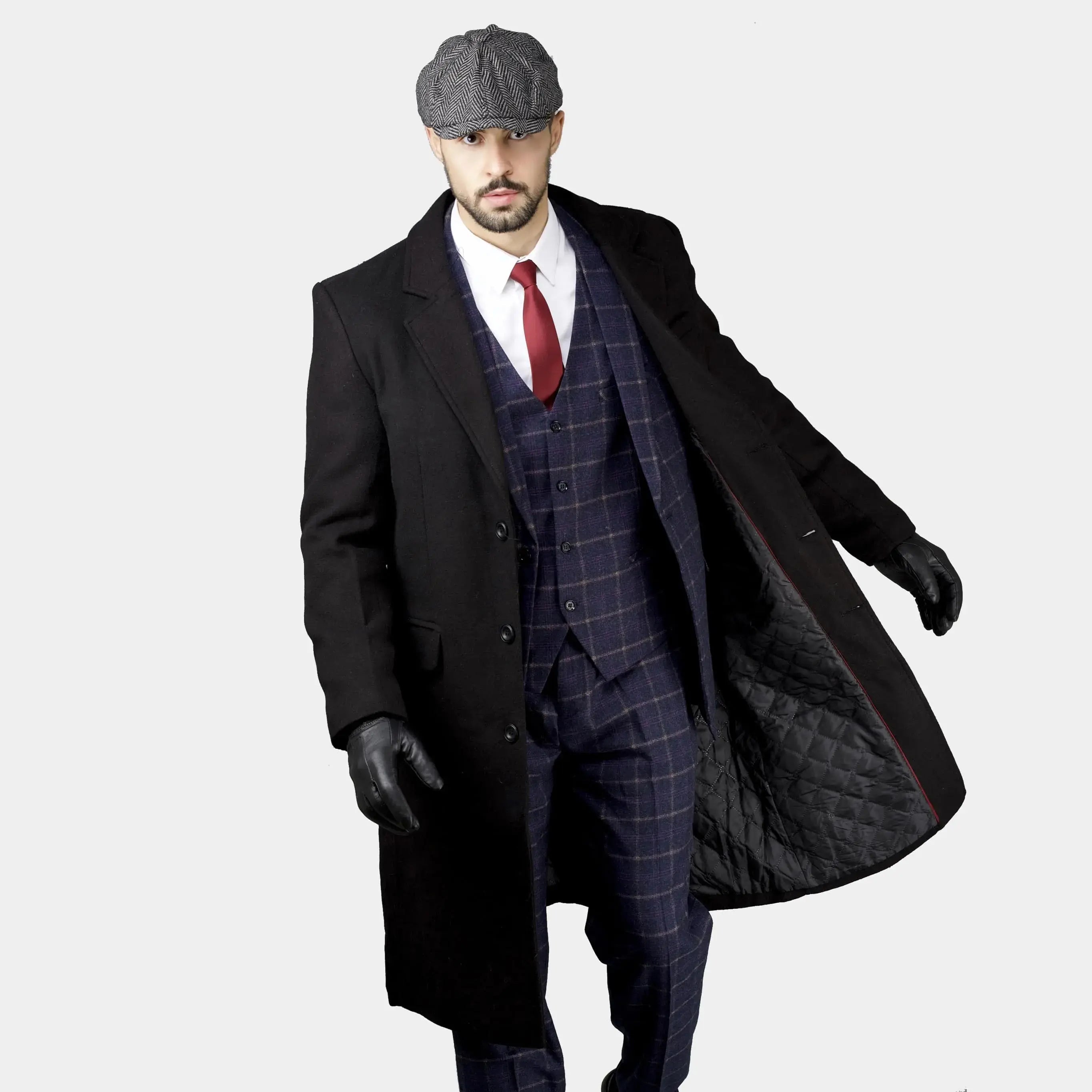 Authentischer schwarzer langer englischer Mantel