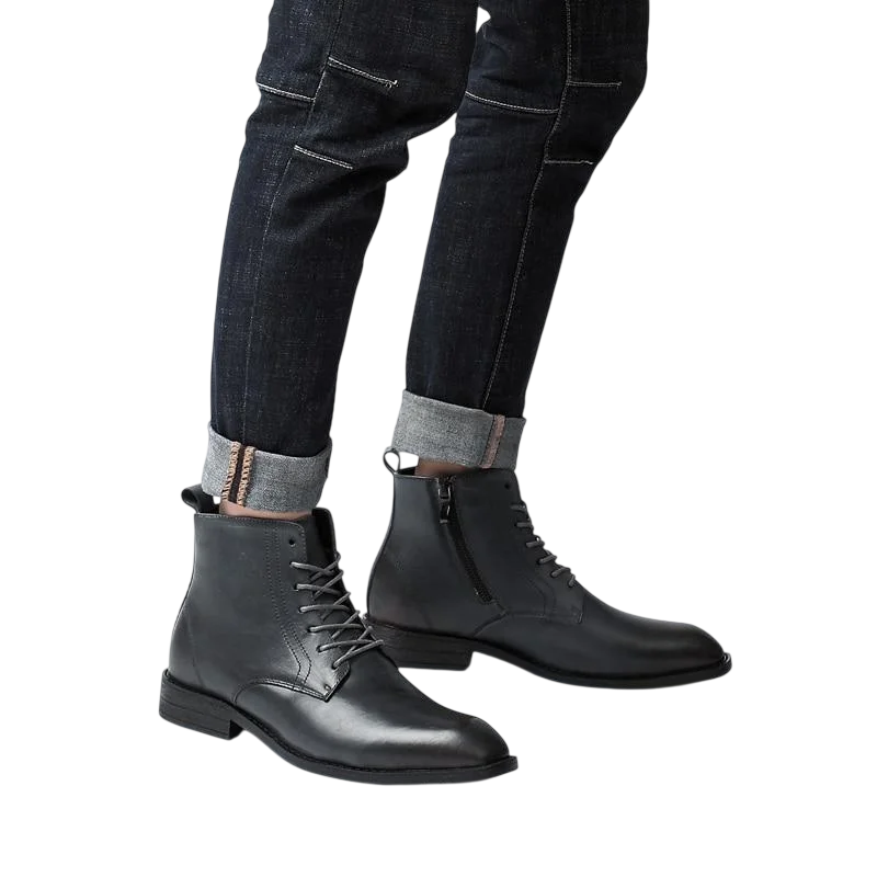 Tommy-Stiefel in schwarzem Leder